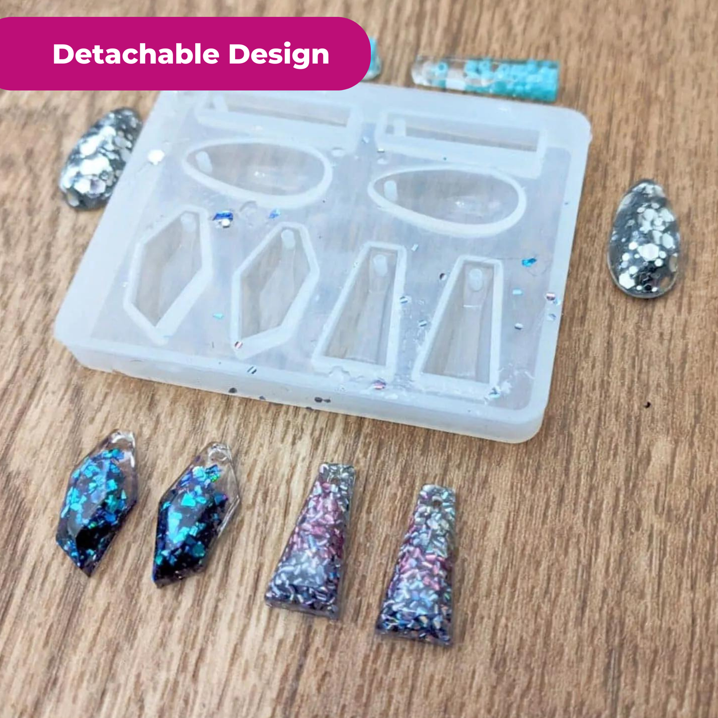 8 Cavity Earring Silicone Resin Mould