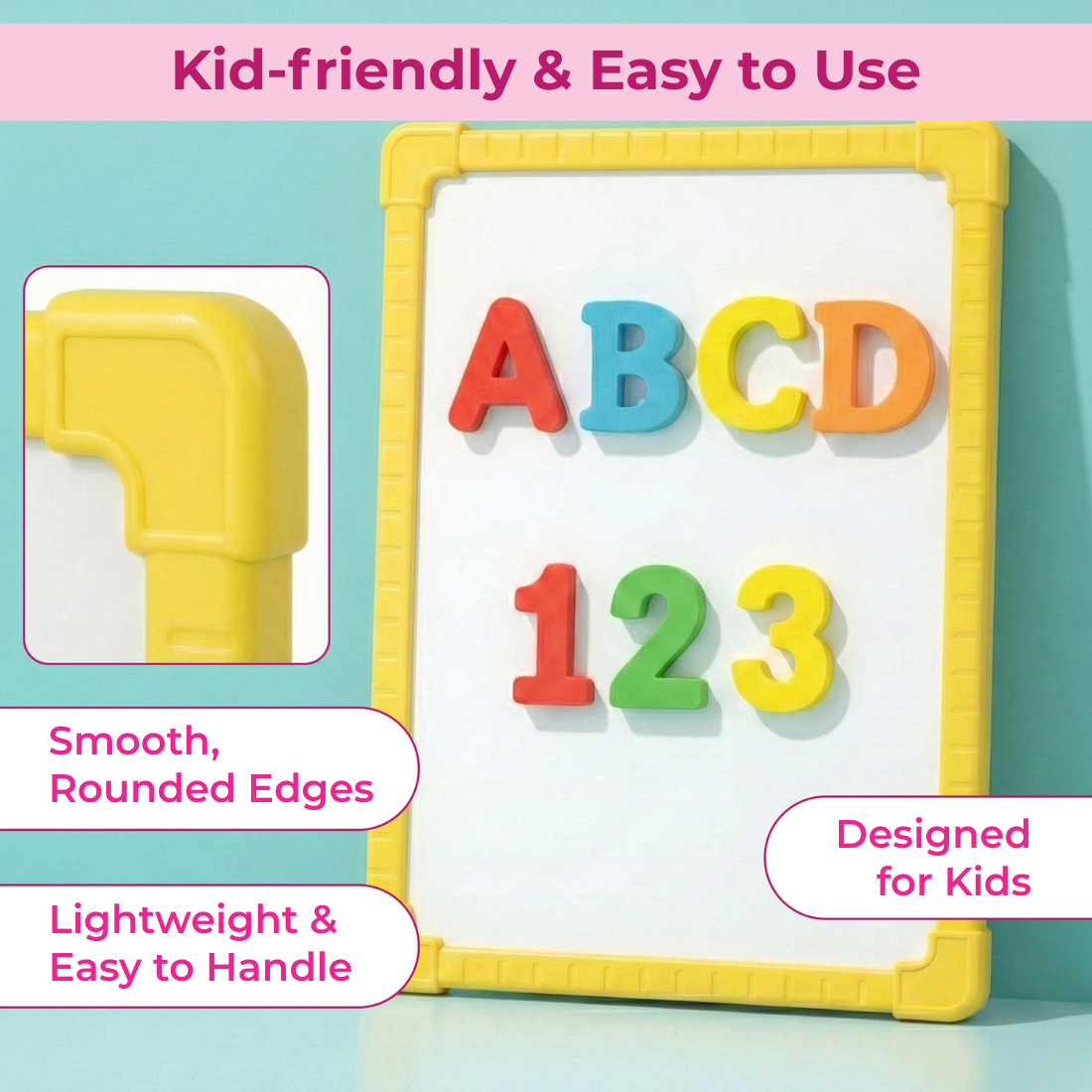 Magnetic Whiteboard Set with Alphabet Letters & Numbers