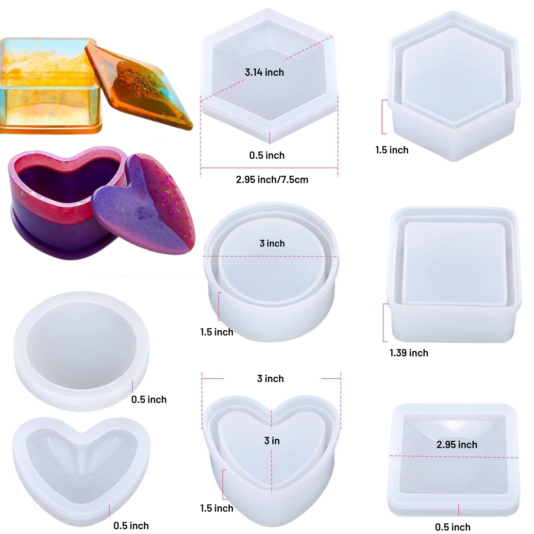 4 Pcs Gift Box Set Resin Mould SRN44