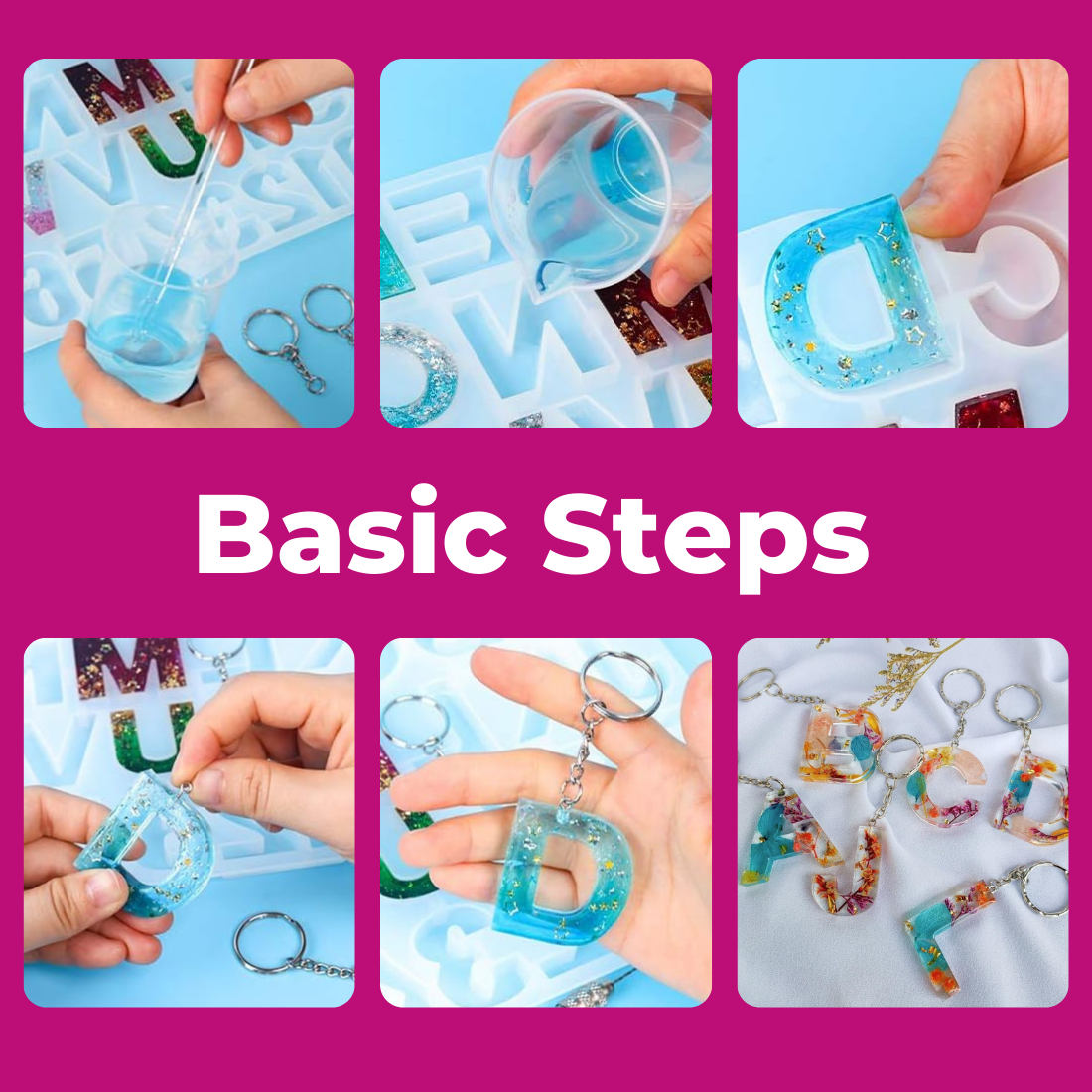 Resin Alphabet & Number Silicone Mould with Keyrings (RESINKIT-08)