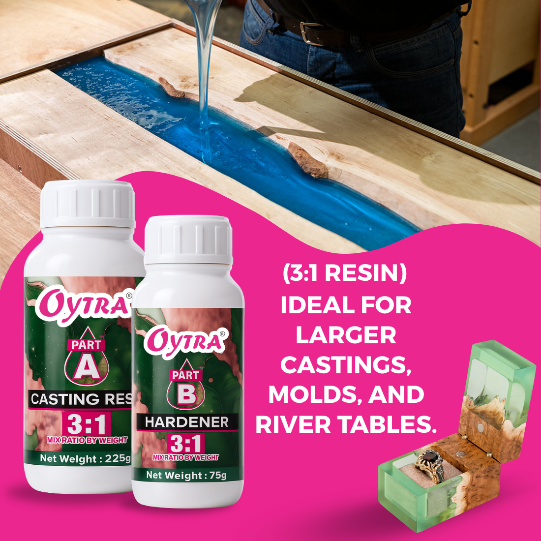 150 Grams 2:1 Epoxy Liquid & 300 Grams 3:1 Casting Resin Sample Pack