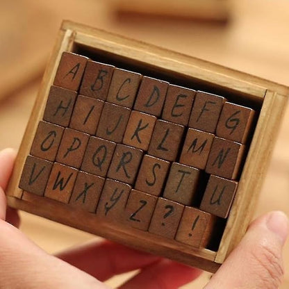 Vintage Stamps Capital Alphabet Letters Wooden - image 2