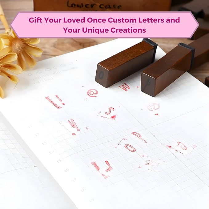 Vintage Stamps Small Alphabet Letters Wooden
