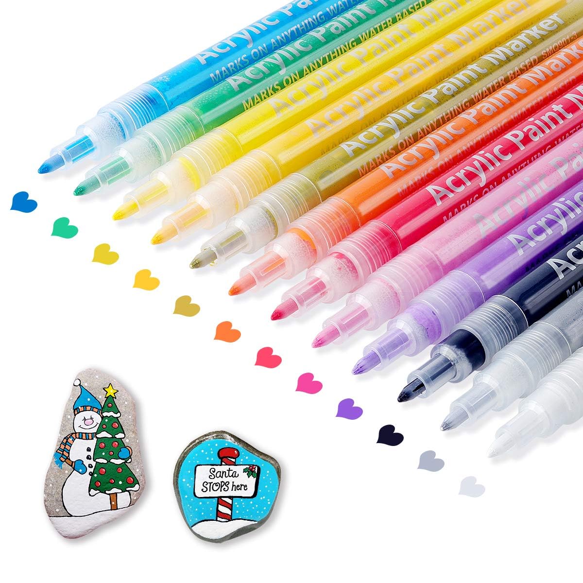 NAXUE Acrylic Paint Art Marker sketch pen set 36 Colors Markers Water  Based Paint Pen for Rock Painting Craft Project Glass Ceramic Wood  Metal DIY Color Medium Point Tip Art Markers Pen 