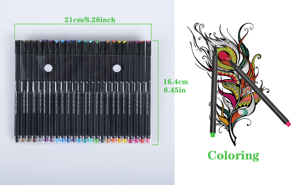 24 Fineliner Color Pens Set, Taotree Fine Line Colored Sketch Writing  Drawing