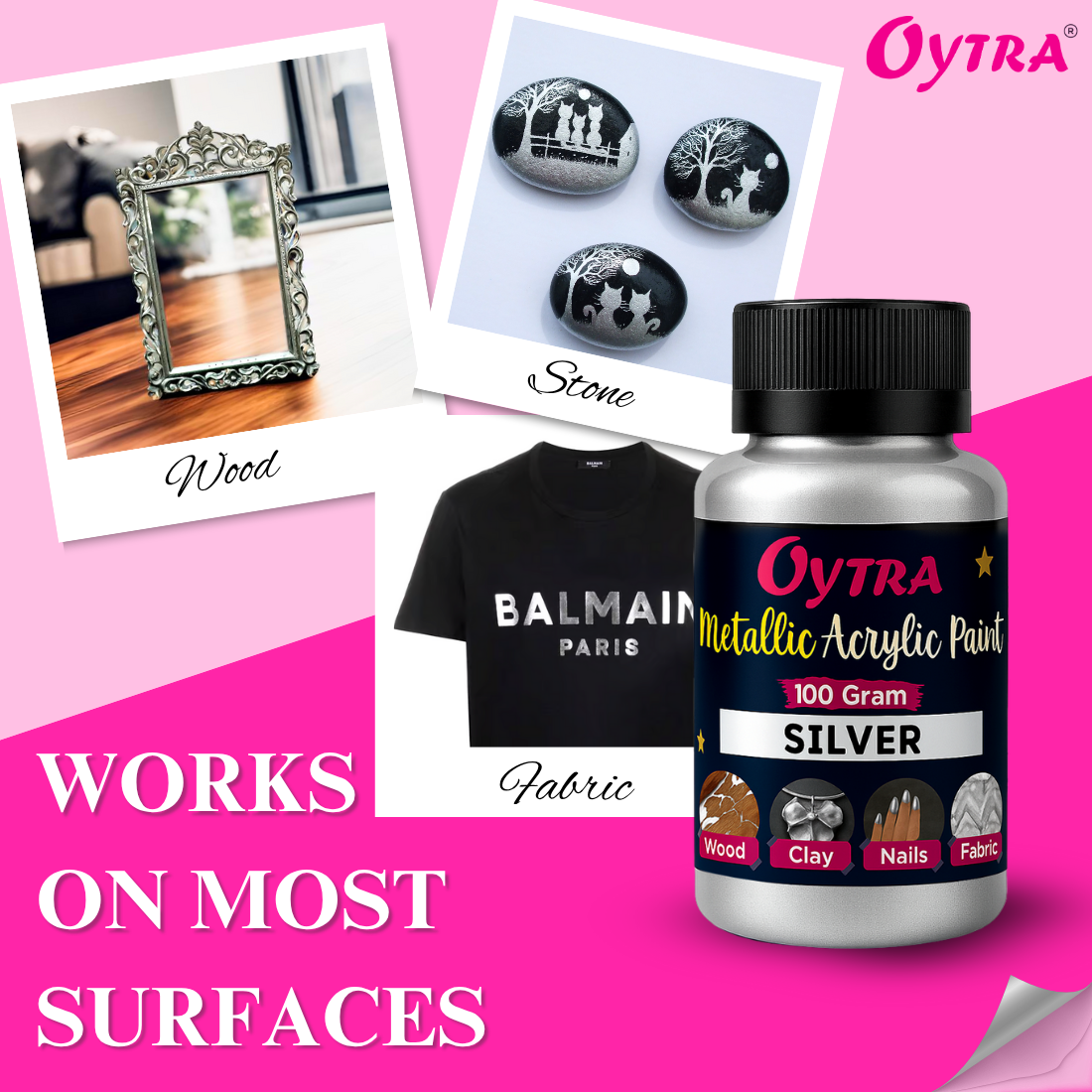 100 Grams Metallic Acrylic Paint (Silver)