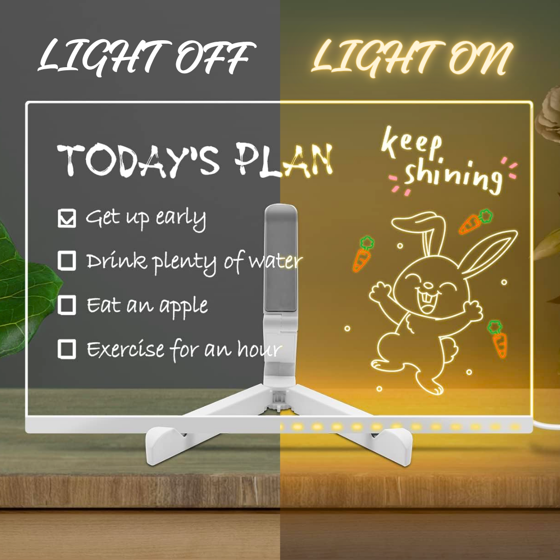 LED Acrylic Writing Pad with 7 Chalk Markers