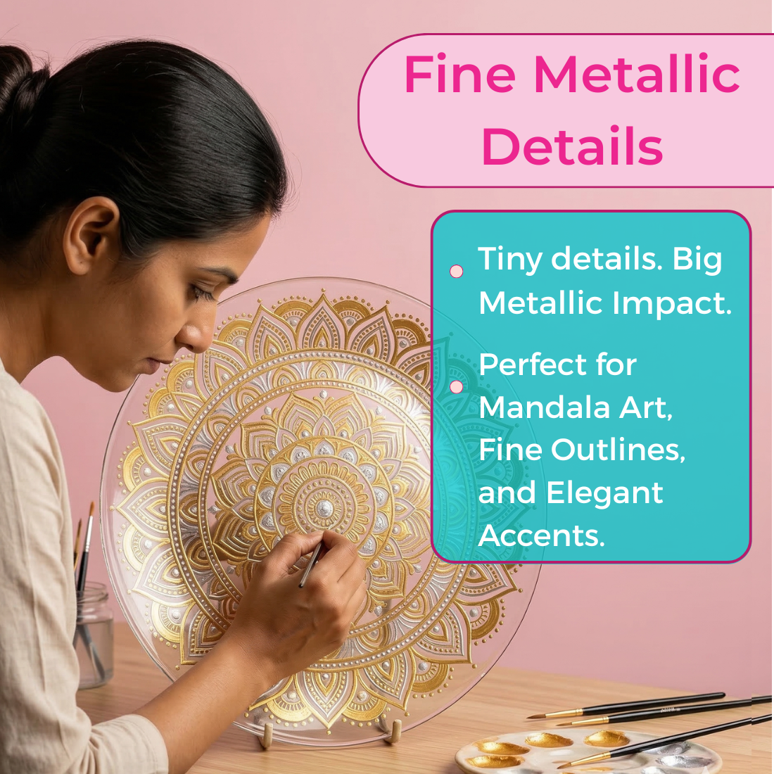 50 Grams Metallic Acrylic Paint Combo (Gold and Silver)