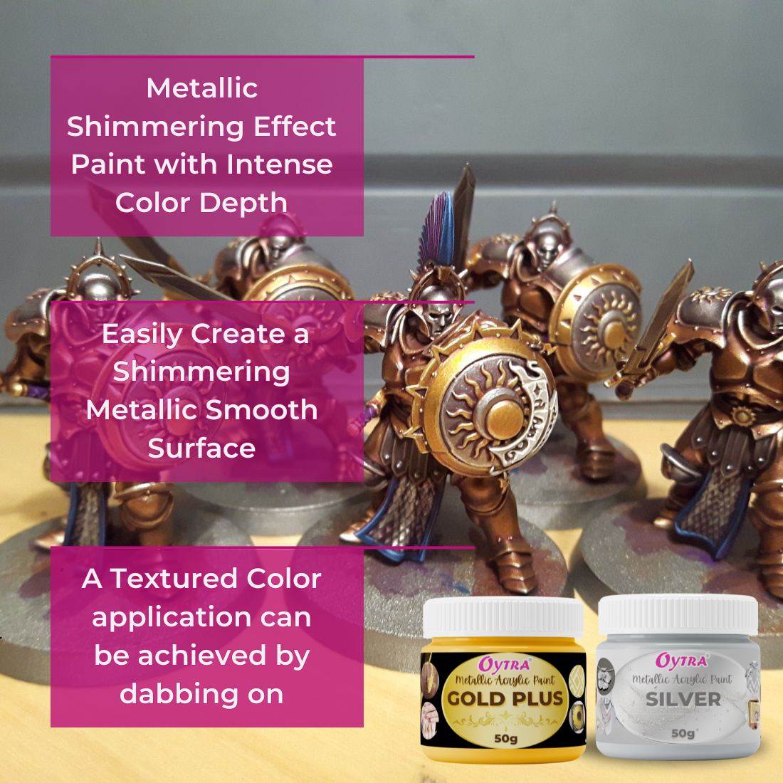 Acrylic metallic outlet paints that shimmer