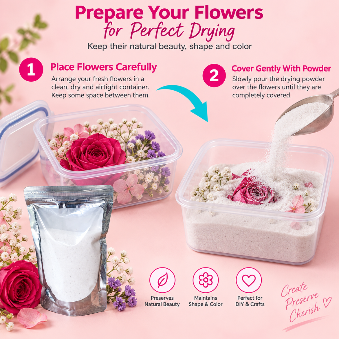 White Powder Silica Gel for Drying Flowers