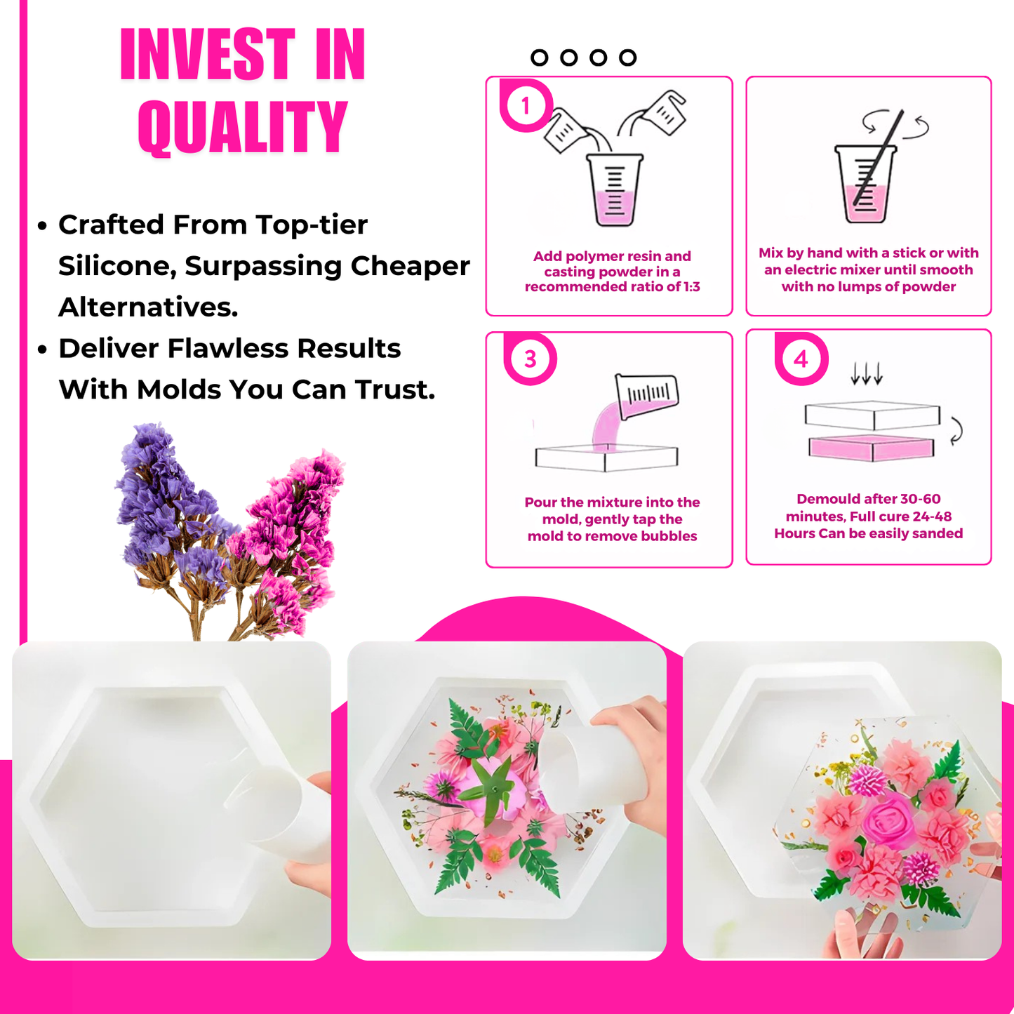 Hexagon Shape 8 Inch Wedding Resin Art Mould