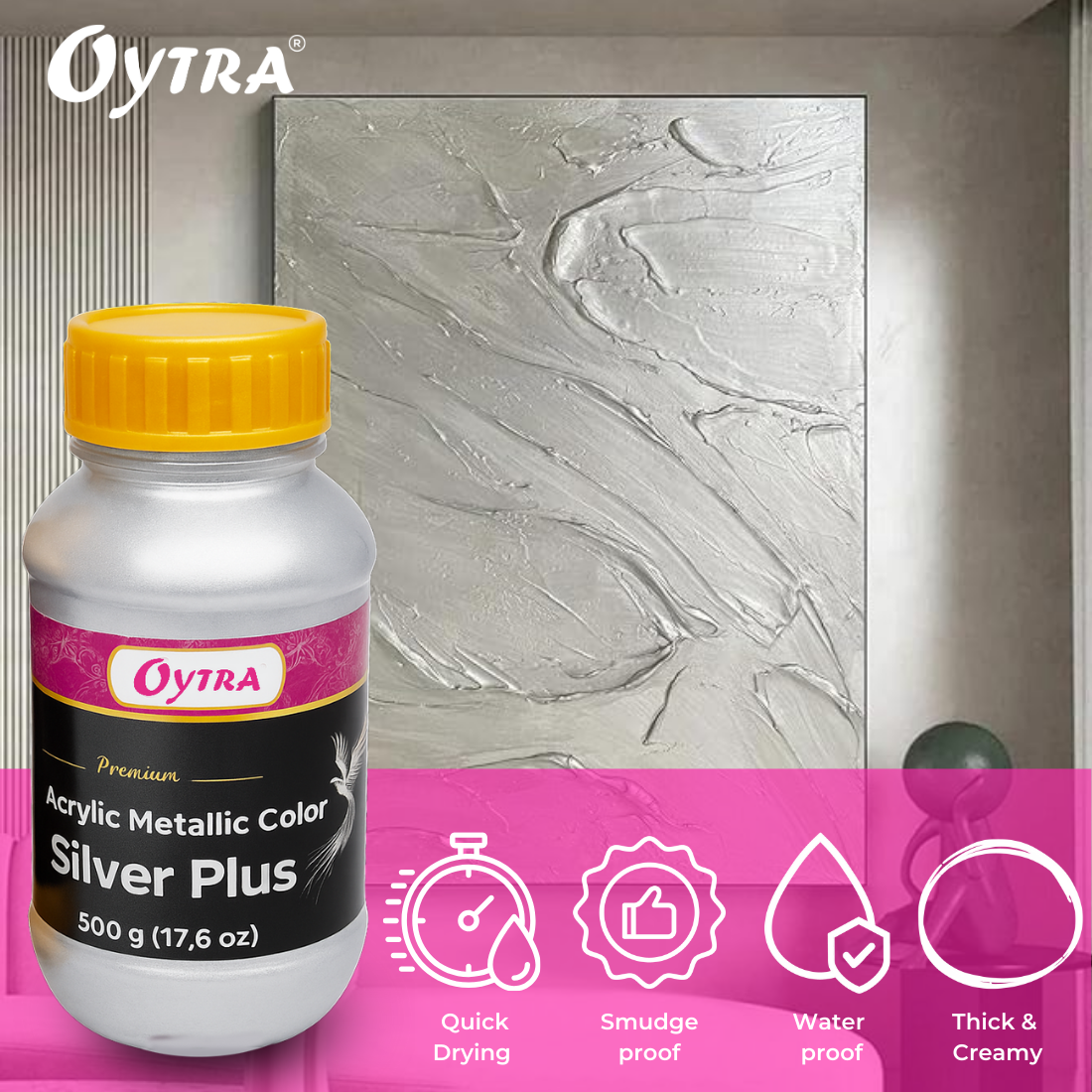 500 ml Silver Metallic Acrylic Color Paint