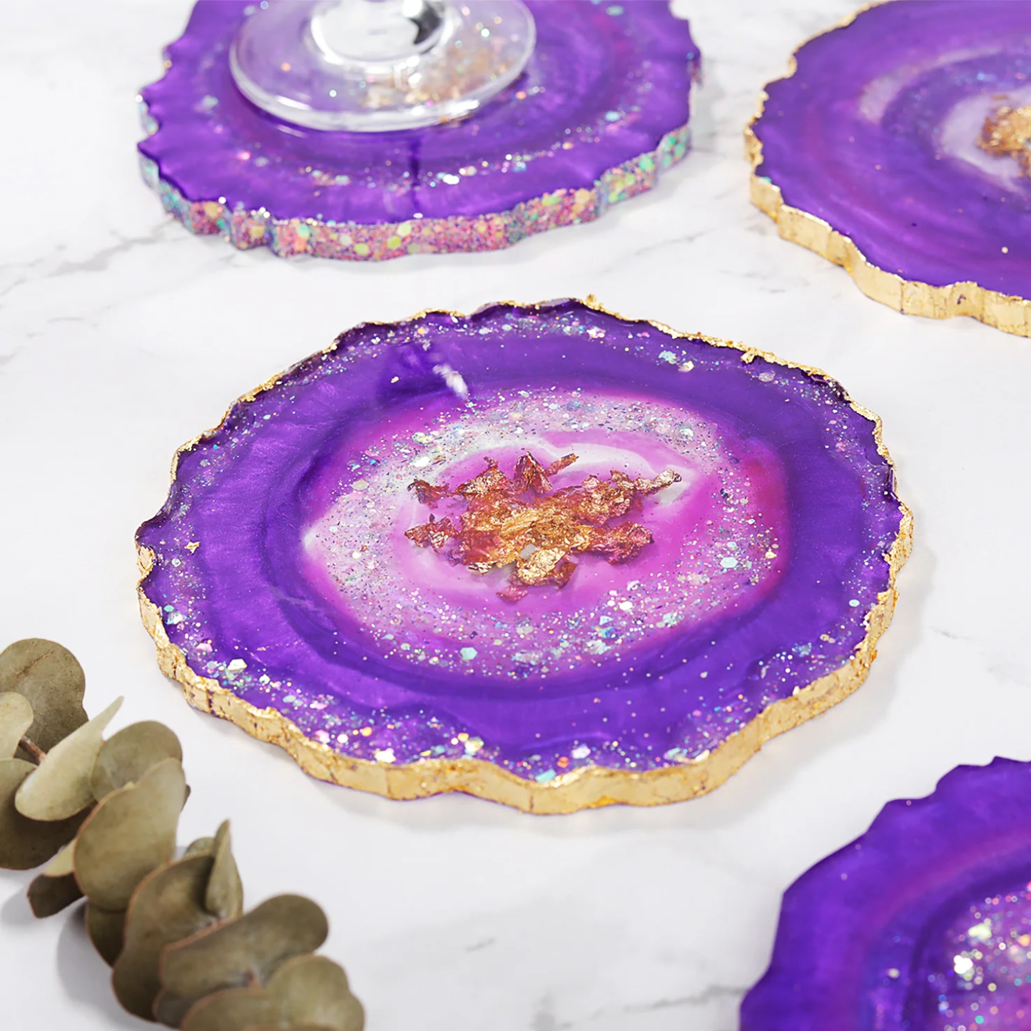 4 Pieces Resin Coaster Mould 4 Inch Round Agate