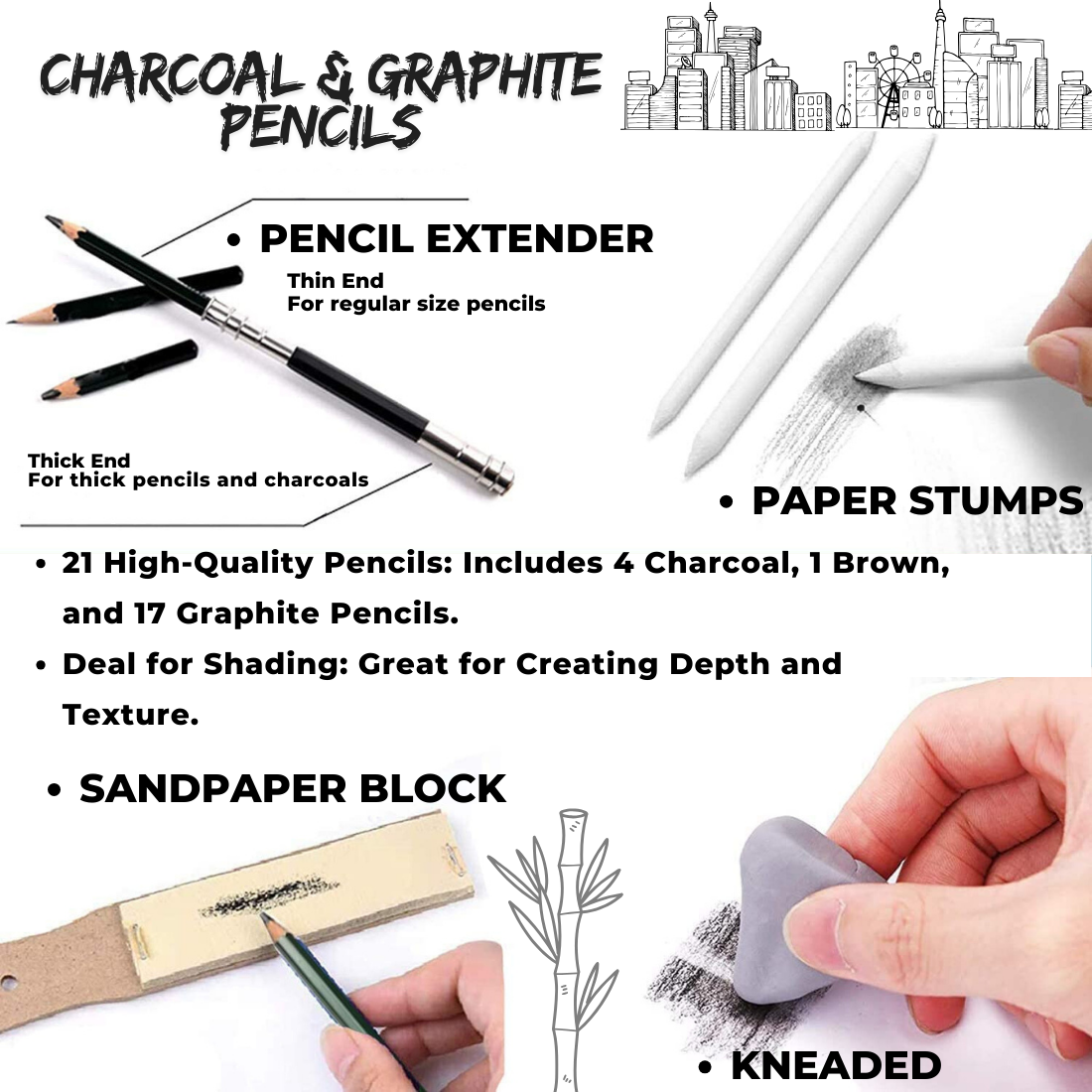 42 Pcs Professional Sketching Set