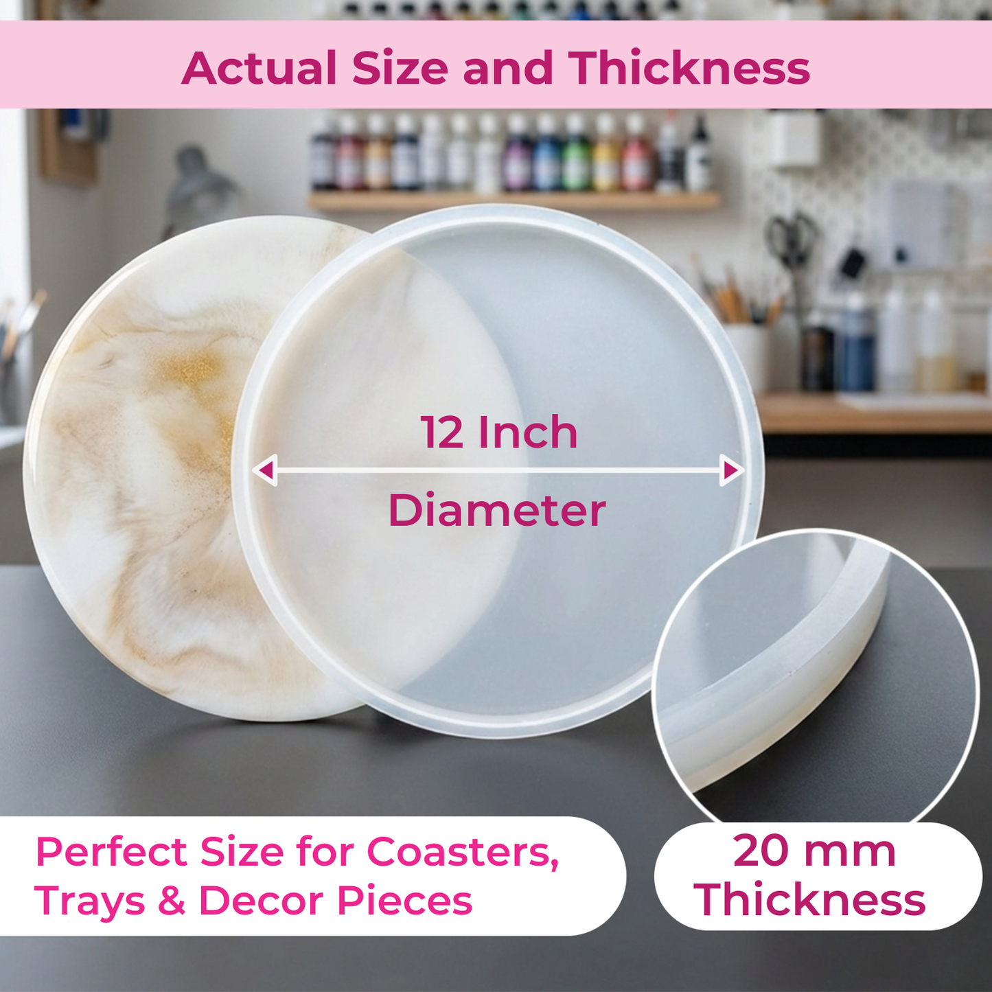 Round Coaster Resin Art Mould 12 Inch