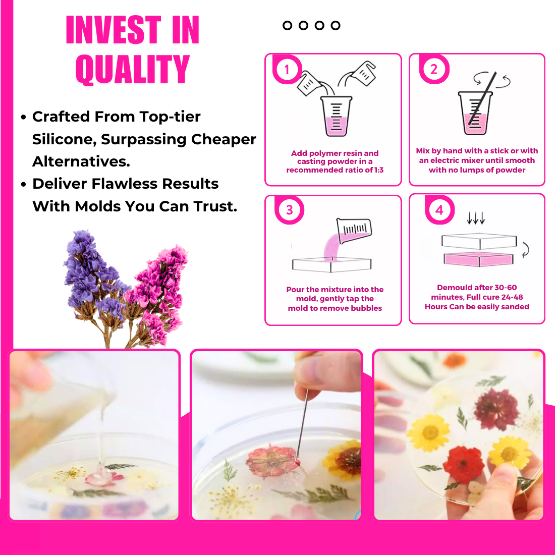 Resin Art Mould Round Coaster 8 Inch - Set of 2