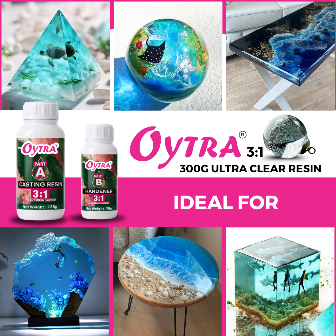 150 Grams 2:1 Epoxy Liquid & 300 Grams 3:1 Casting Resin Sample Pack