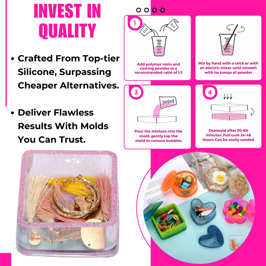 4 Pcs Gift Box Set Resin Mould SRN44