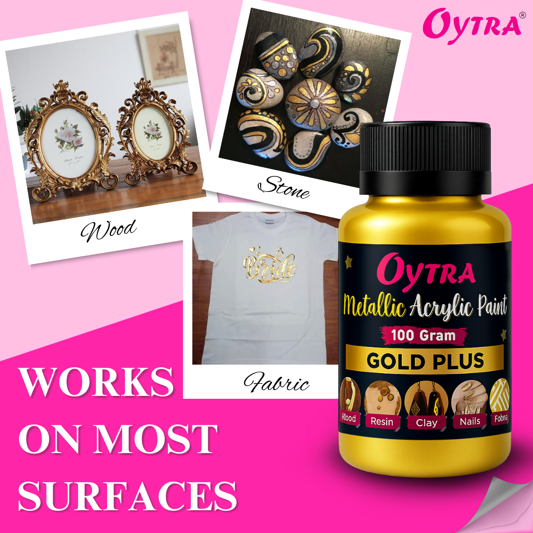 100 Grams Metallic Acrylic Paint (Gold)