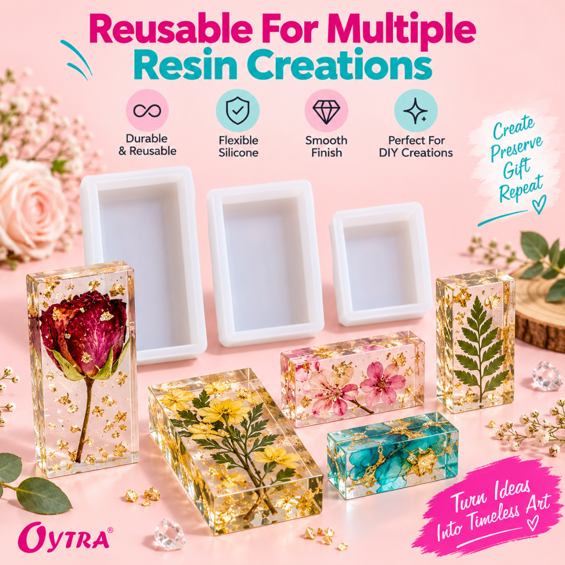 3 Pcs Rectangle Cubic Block Deep Resin Casting Mould