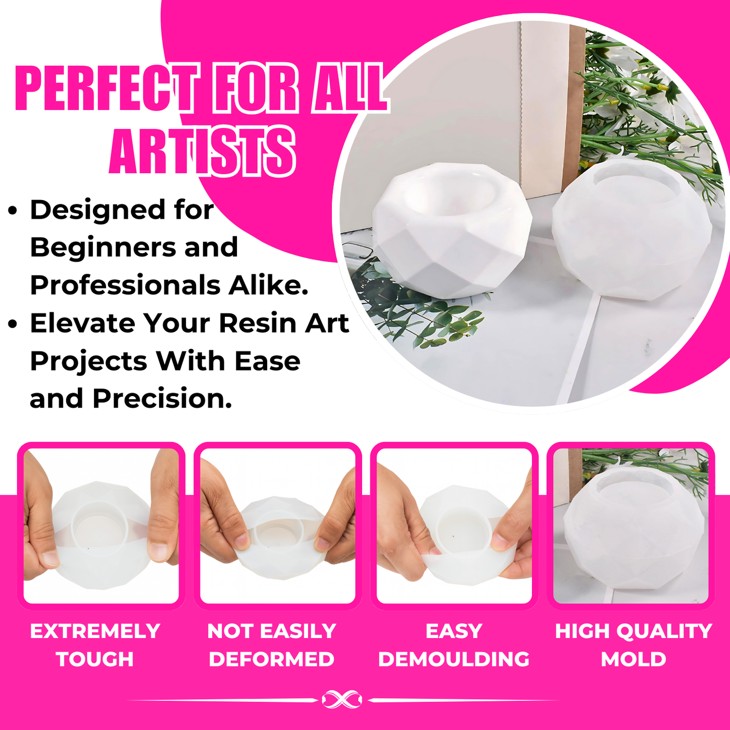 Diamond Round tea Light Resin Mould