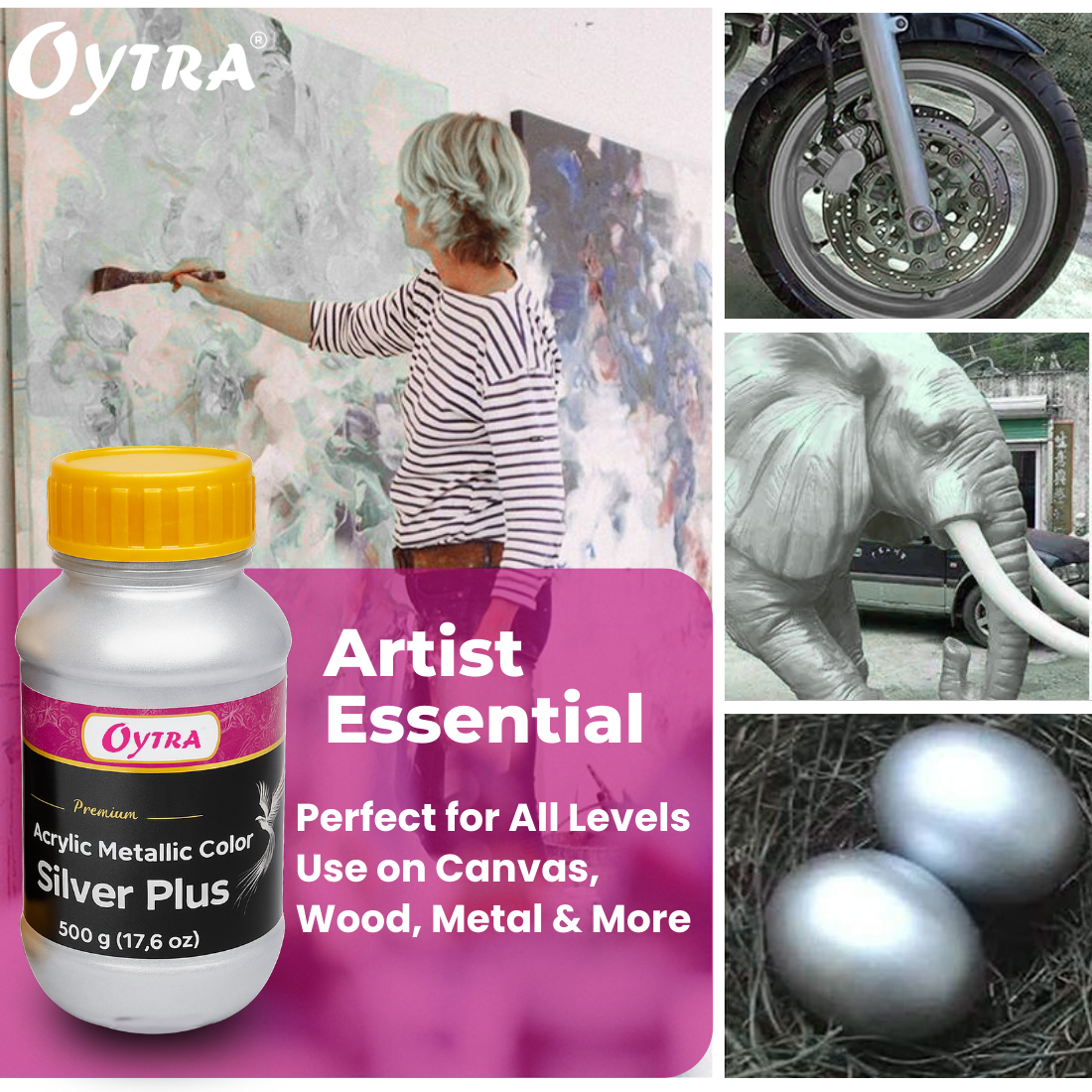 500 ml Silver Metallic Acrylic Color Paint