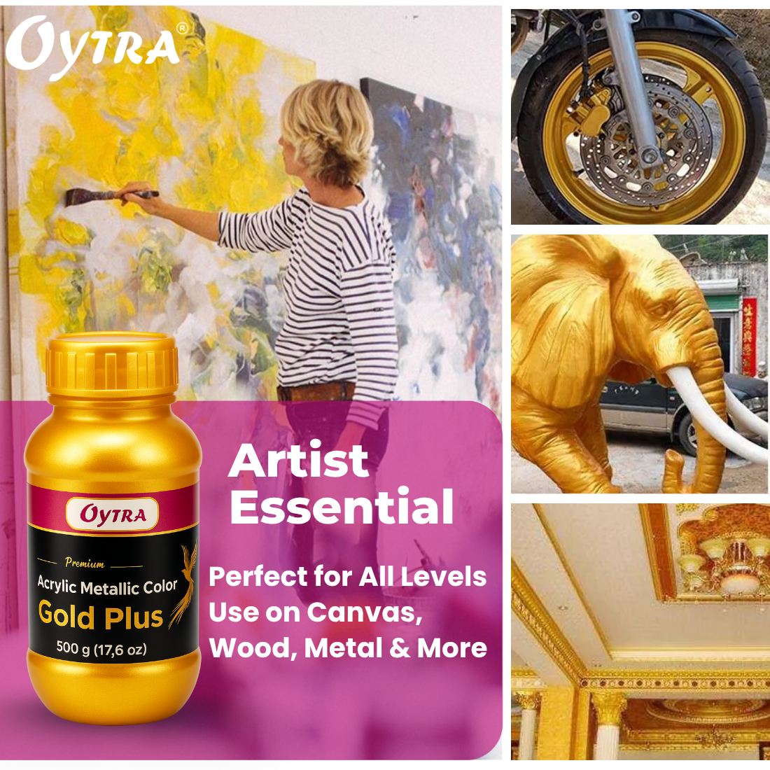 500 Grams Metallic Acrylic Paint (Gold)