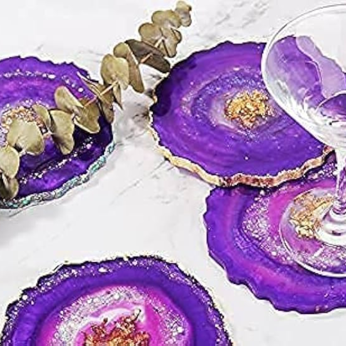 4 Pieces Resin Coaster Mould 4 Inch Round Agate