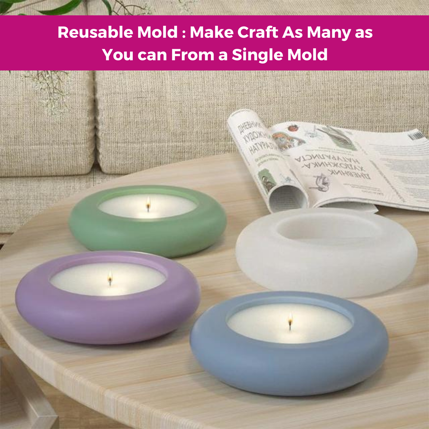 DIY Round Tealight Candle Holder Resin Mould