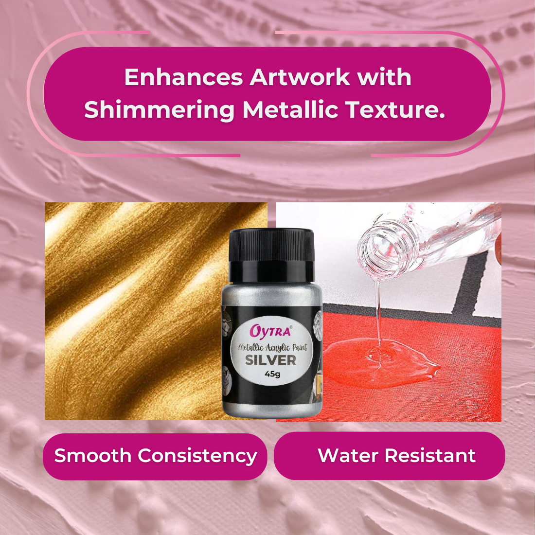 45 Grams Metallic Acrylic Paint (Silver)