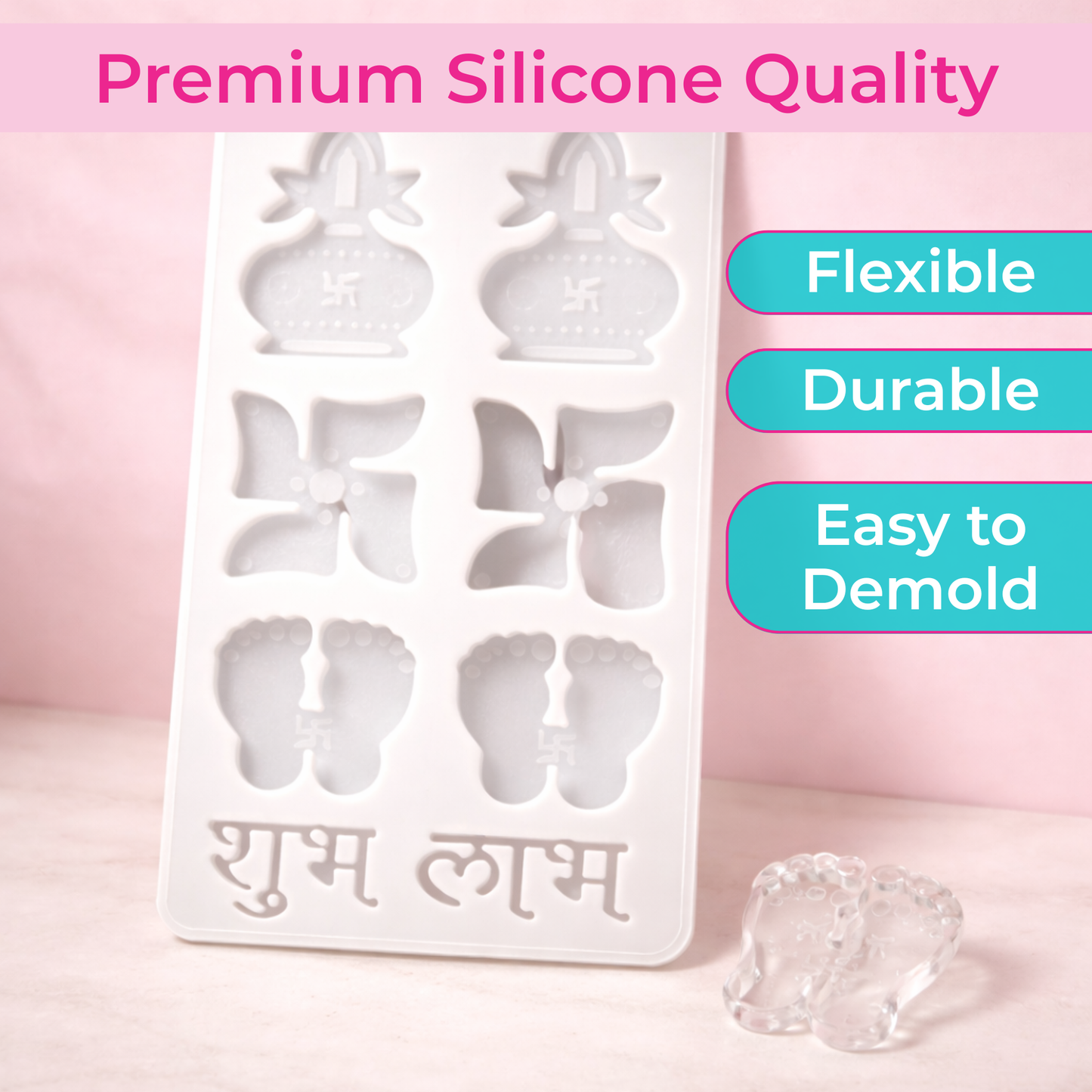8 Cavity Kalash Sathiya Subh Labh Silicone Mold Crafting