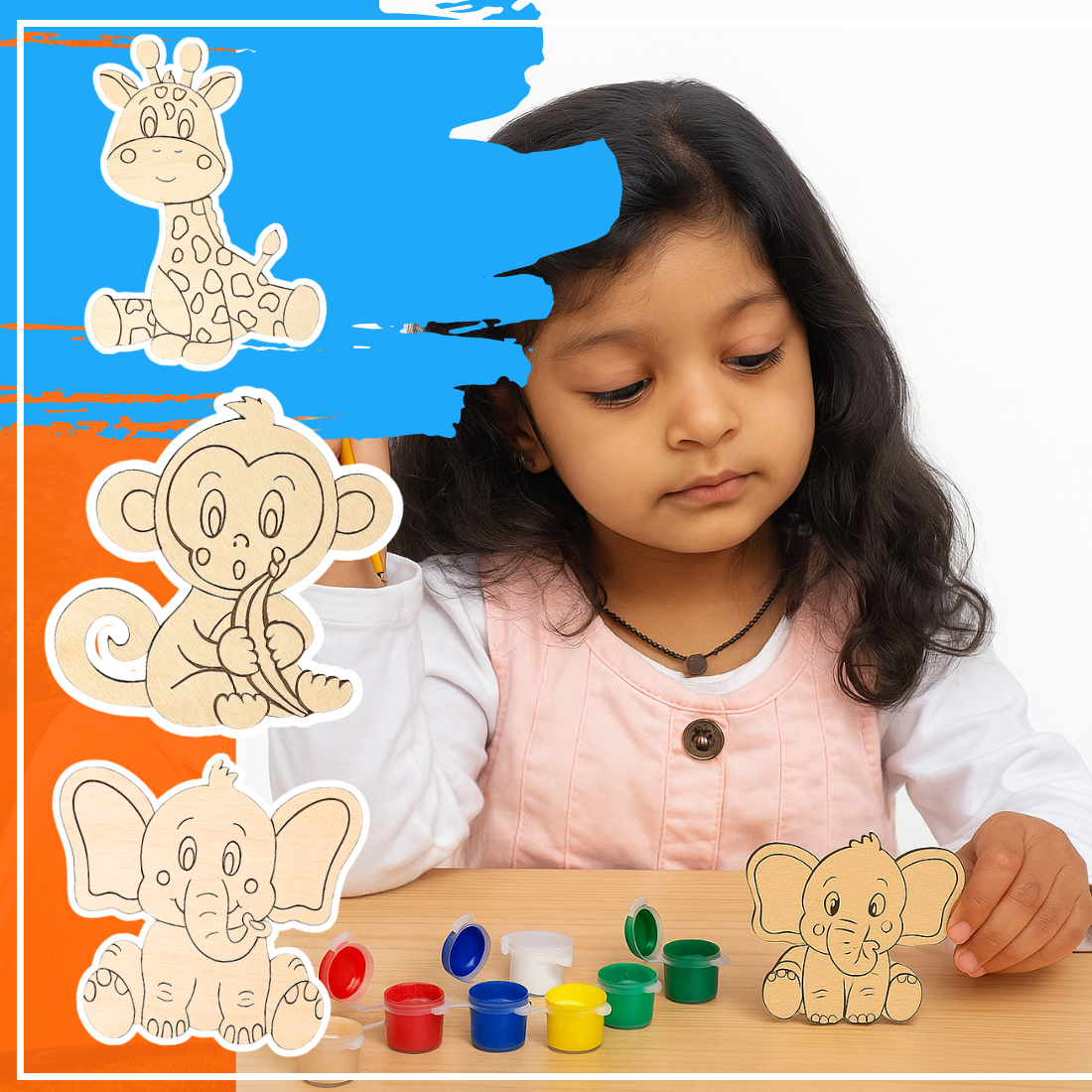DIY MDF Monkey Painting Kit for Kids