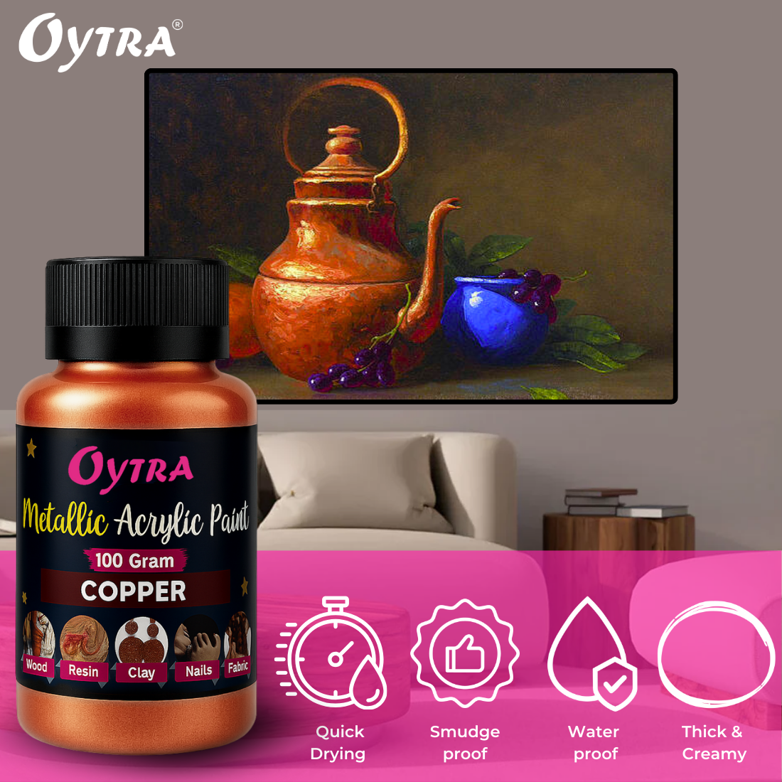 100 Grams Metallic Acrylic Paint (Copper)