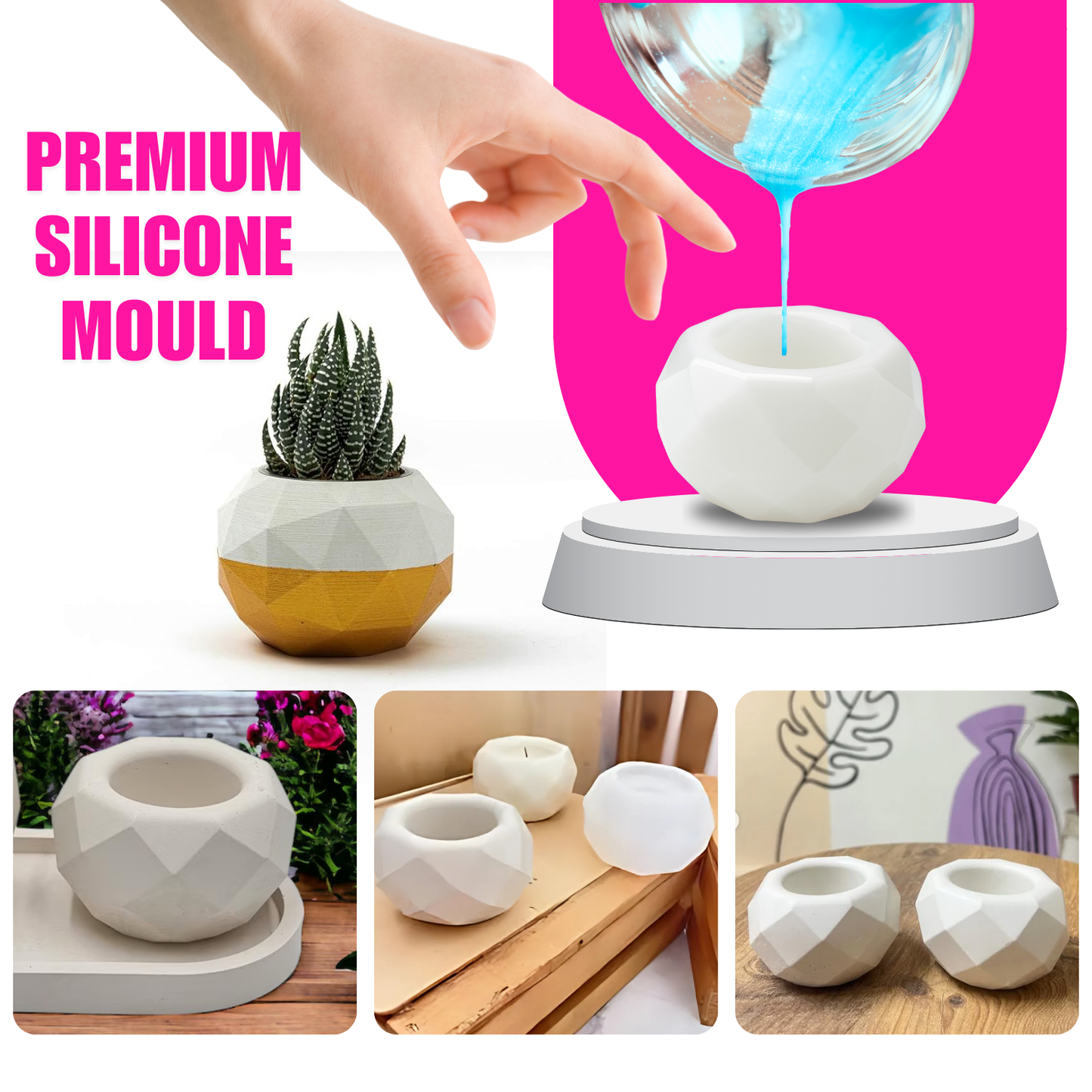 Diamond Round tea Light Resin Mould