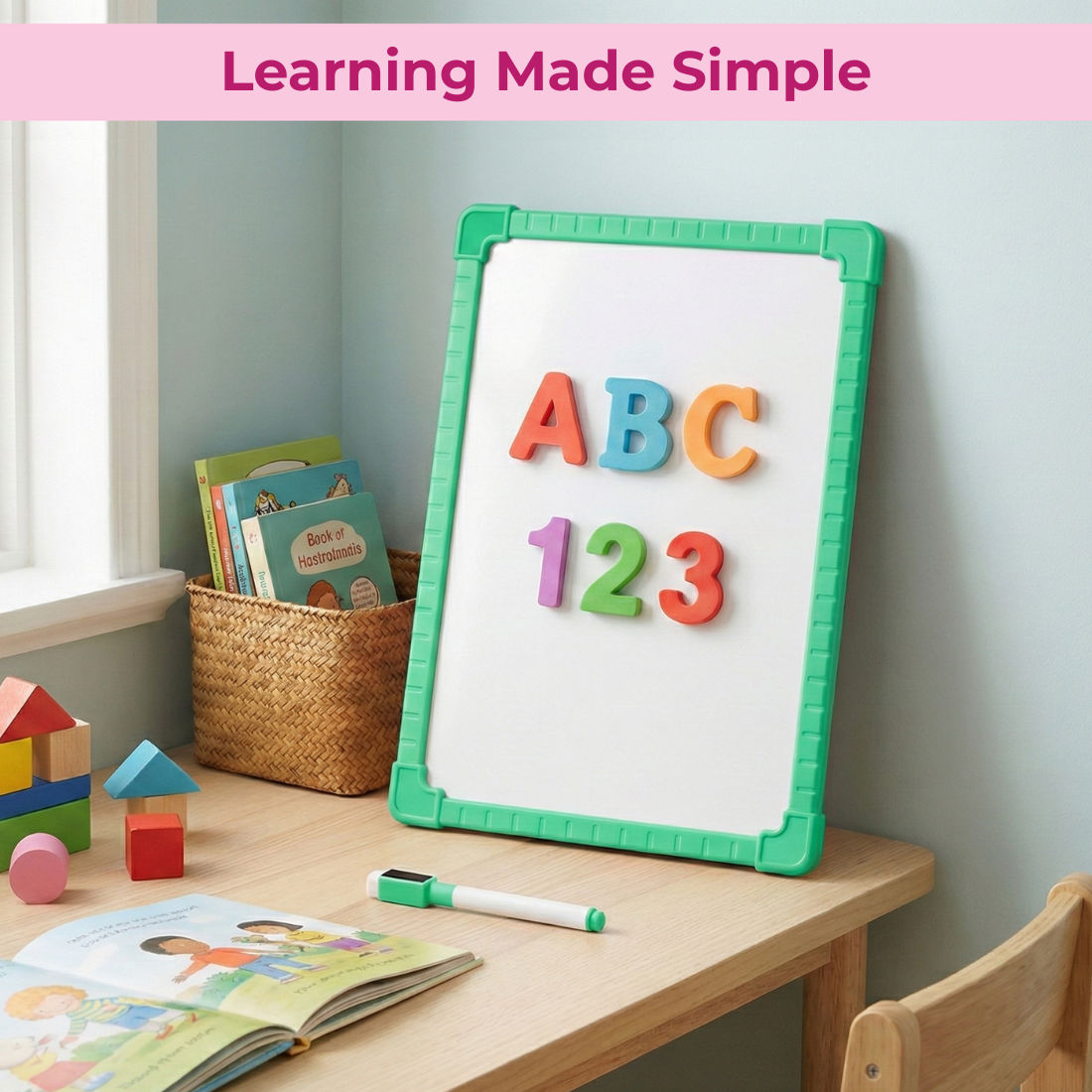Magnetic Whiteboard Set with Alphabet Letters & Numbers