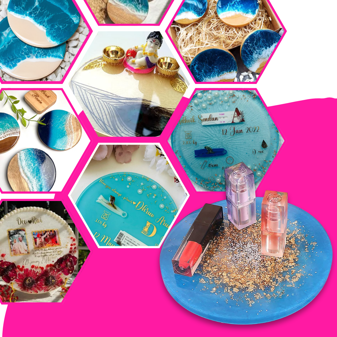 Resin Art Mould Round Coaster 8 Inch - Set of 2