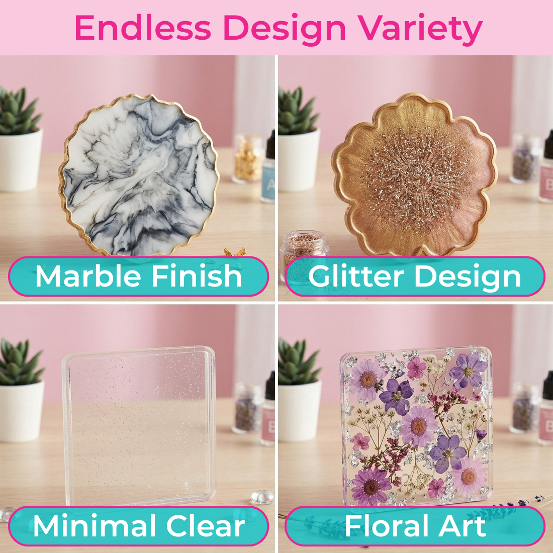 Resin Art Mould 4 Inch Set of 3 for Coaster