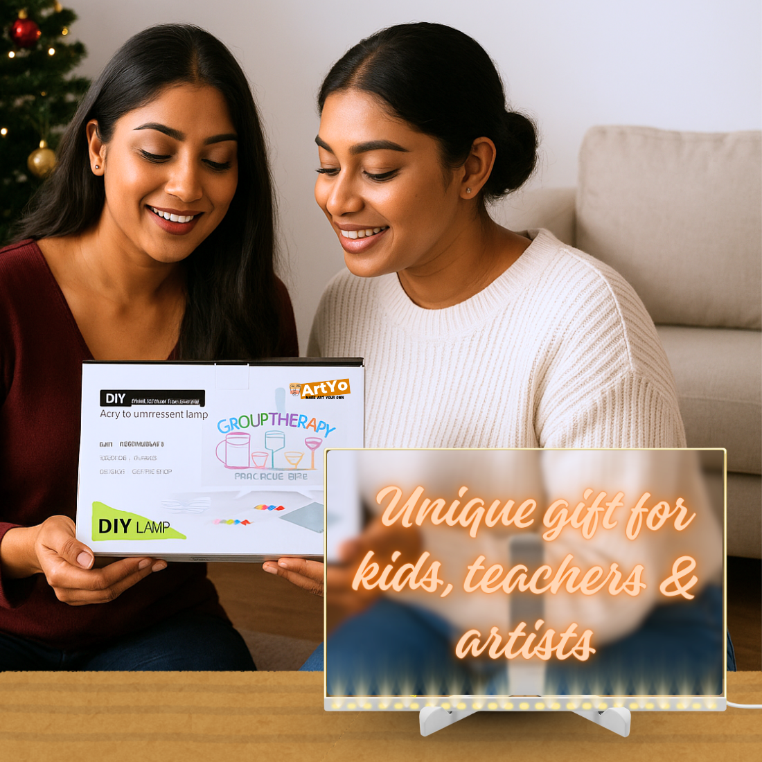 LED Acrylic Writing Pad with 7 Chalk Markers