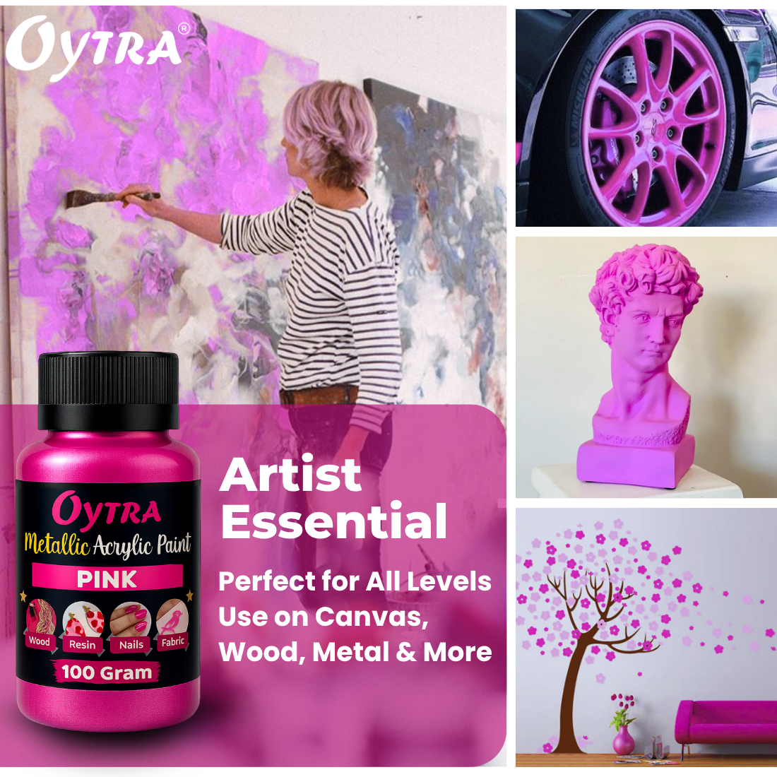 Metallic Acrylic Paint 100 Grams Pink