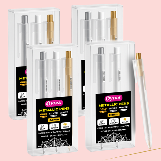 Metallic Fineliner Pens Set of 4 Gold, 4 White, 4 Silver