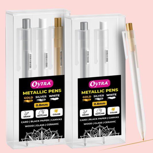 Metallic Fineliner Pens Set of 2 Gold, 2 White, 2 Silver