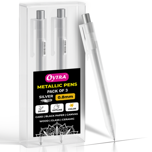 Gel Pens 0.8mm Fine Tip Set of 3 - Silver