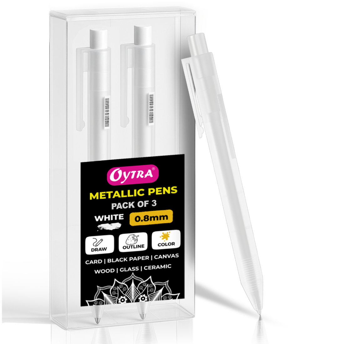 Gel Pens 0.8mm Fine Tip Set of 3 - White