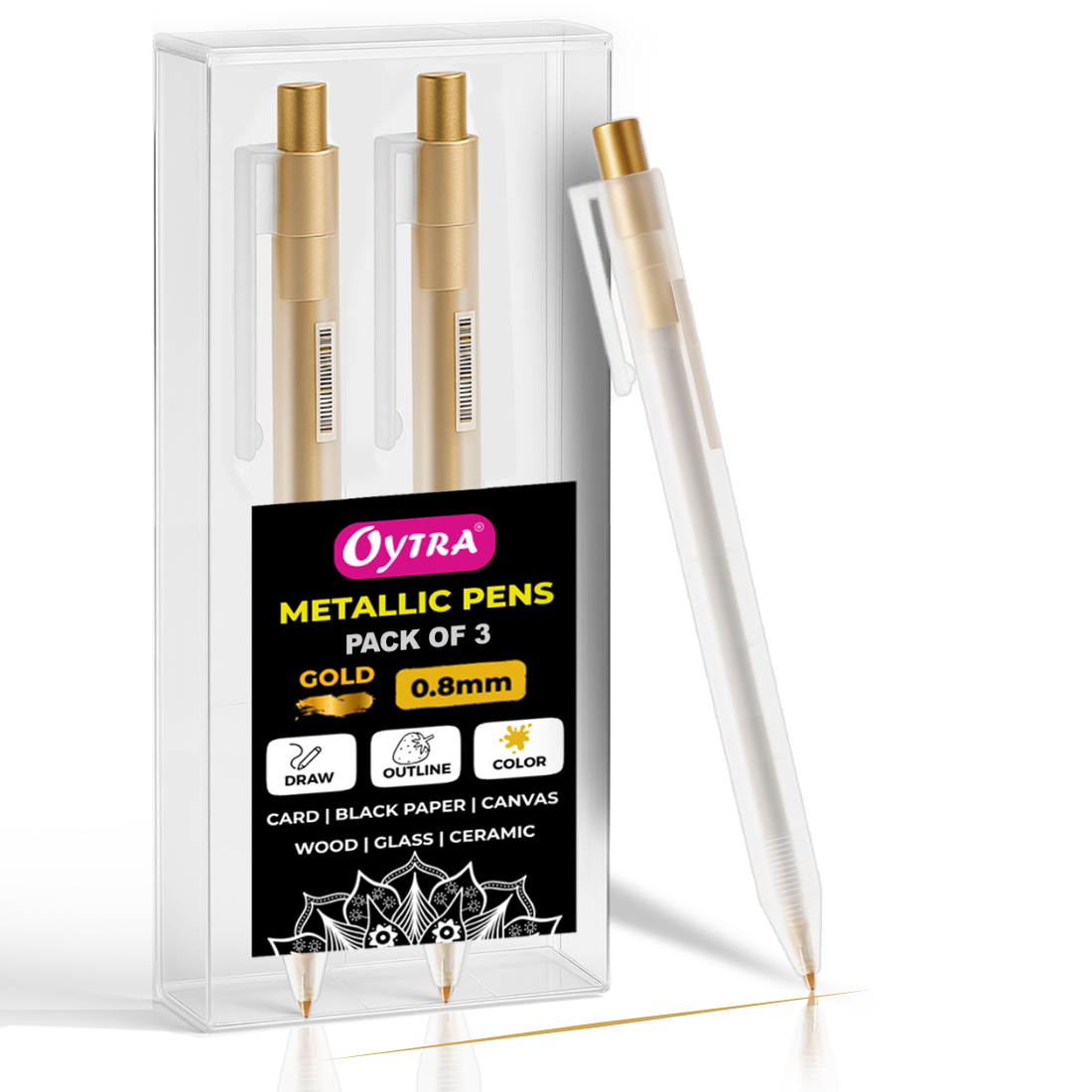 Gel Pens 0.8mm Fine Tip Set of 3 - Gold