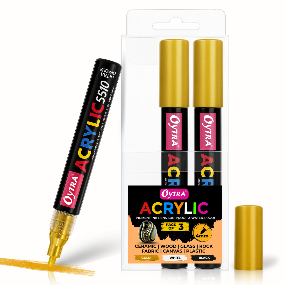Acrylic Paint Marker Pens 3 Pcs - Gold