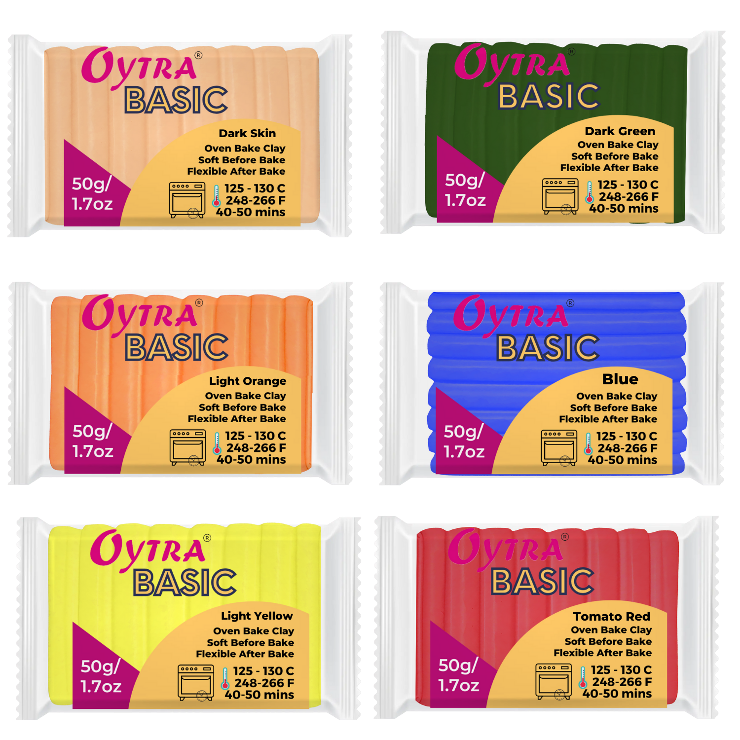 Oytra 6 Colors Polymer Clay Basic 50 Gram Each