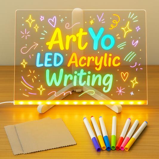 LED Acrylic Writing Pad with 7 Chalk Markers