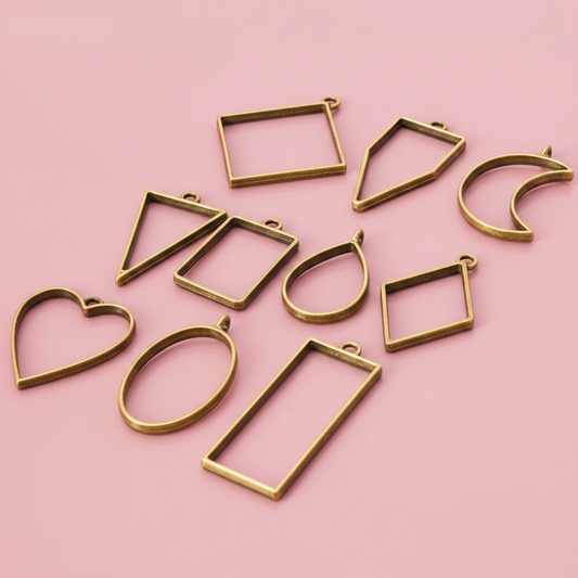 10-Piece Hollow Open Bezel Charms Frames