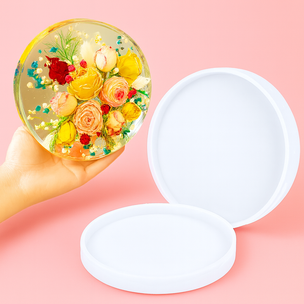 Resin Art Mould Round Coaster 8 Inch - Set of 2