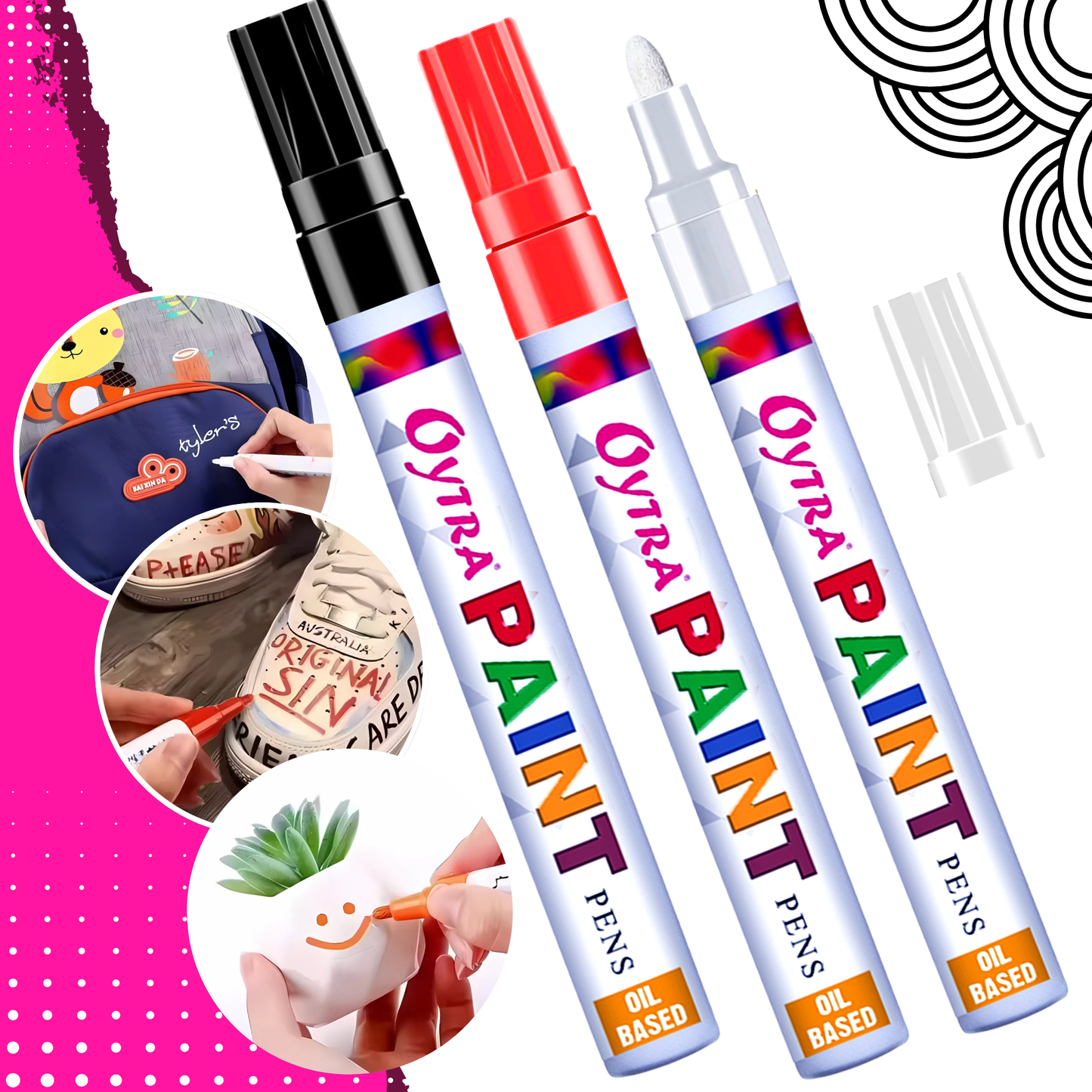Oytra Paint Markers - Black, White, Red
